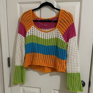 Wild Fable Pink and Orange Crochet Top